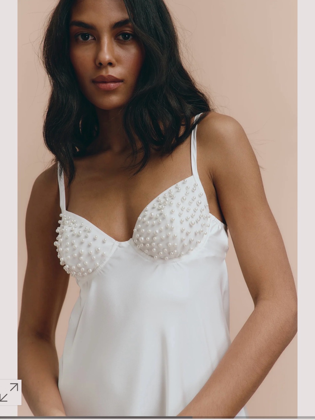 Cassidy - Slip Dress: The Robe Pearl-Embellished Satin Slip Dress — image 2 of 5
